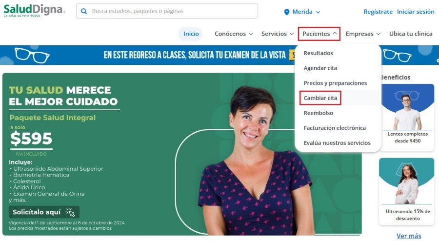 Cómo cambiar una cita en Salud Digna ➜ Paso 1